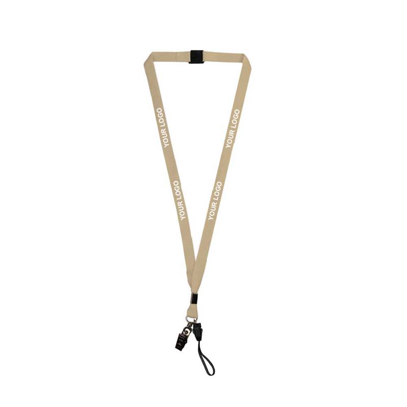 15mm Beige Polyester Material Lanyard with Crocodile Hook