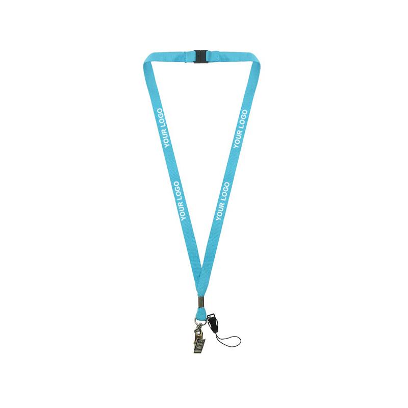 15mm Sky Blue Polyester Material Lanyard with Crocodile Hook