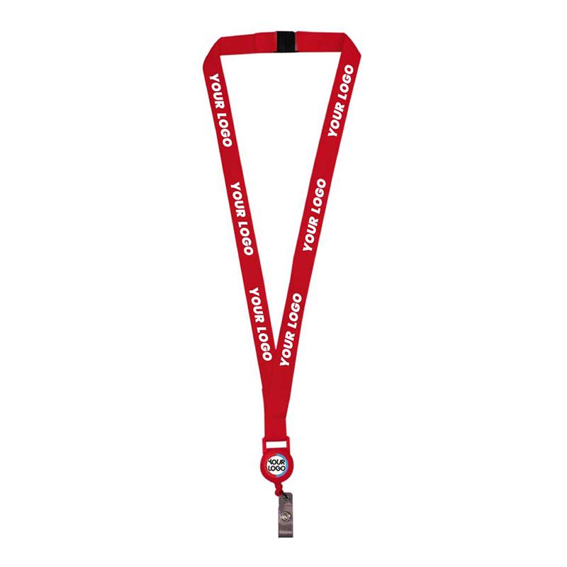 Red Lanyard with Reel Badge and Safety Lock